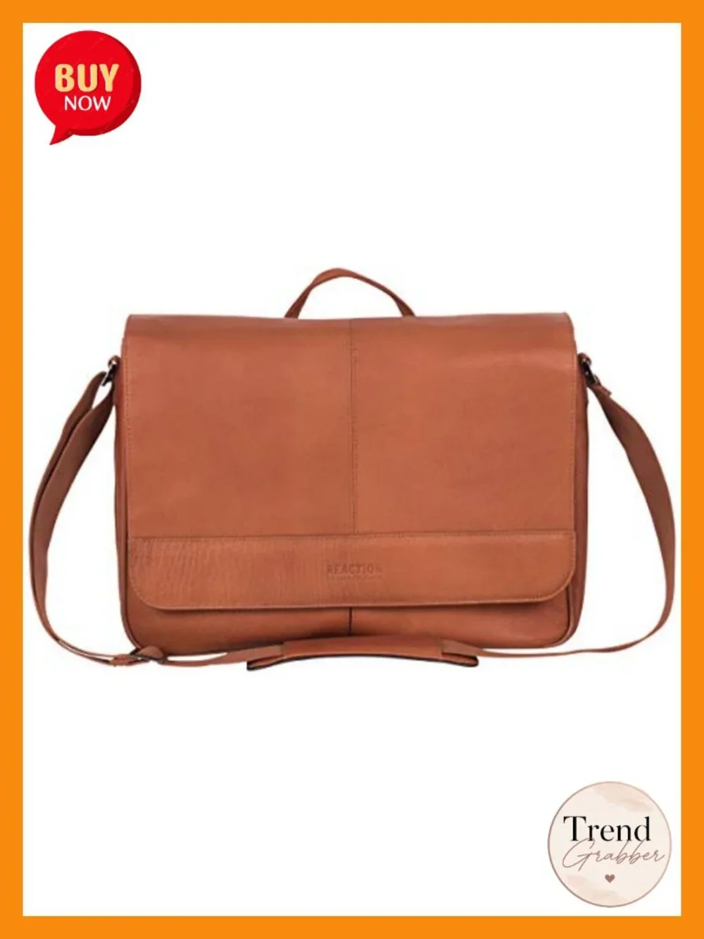 Full-Grain Leather Laptop Messenger Bag for 15.6-Inch Laptop